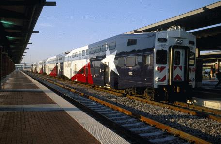 TRE commuter rail train in Dallas