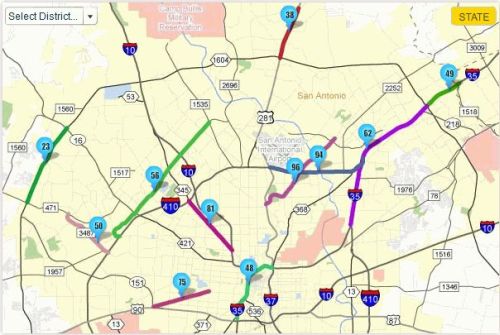 Most congested road segments in Bexar County